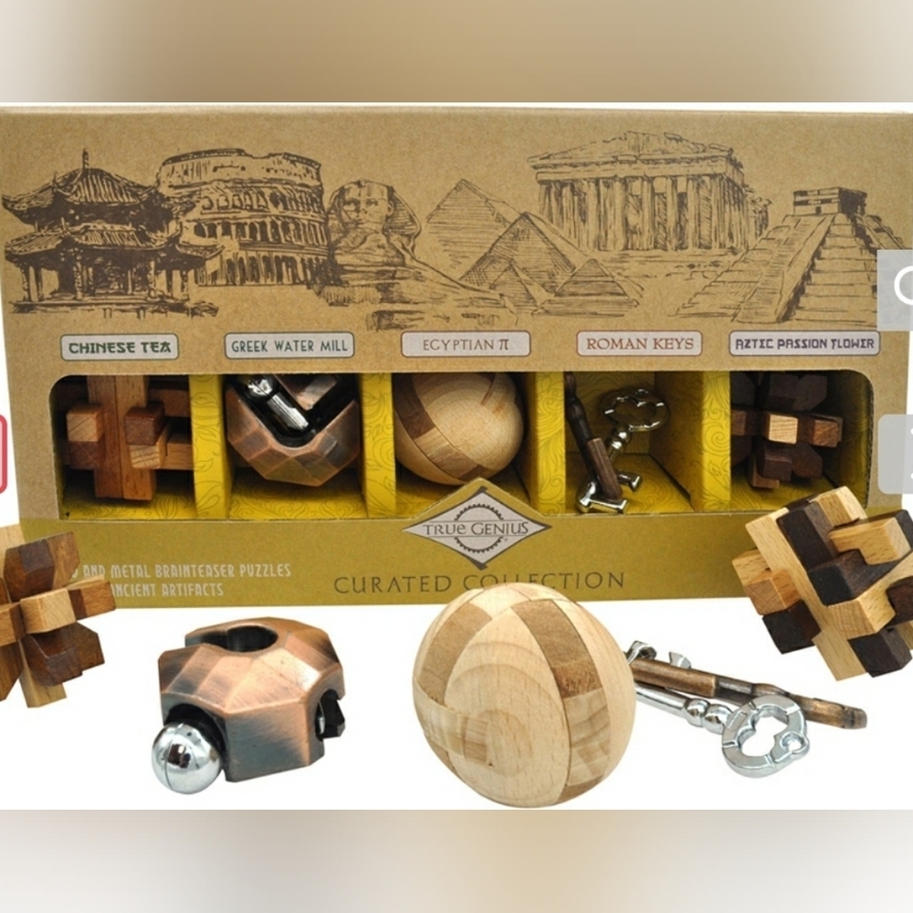 True Genius Wooden Brainteaser Puzzles: Curated Collection
